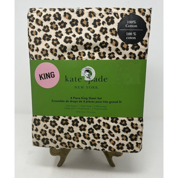 kate spade new york Other - KATE SPADE LEOPARD FLORAL Animal Print Cotton KING 4 Piece Sheet Set NIB NEW